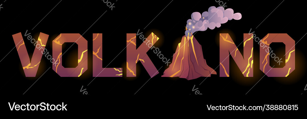 Typography font with texture lava and volcano vector image