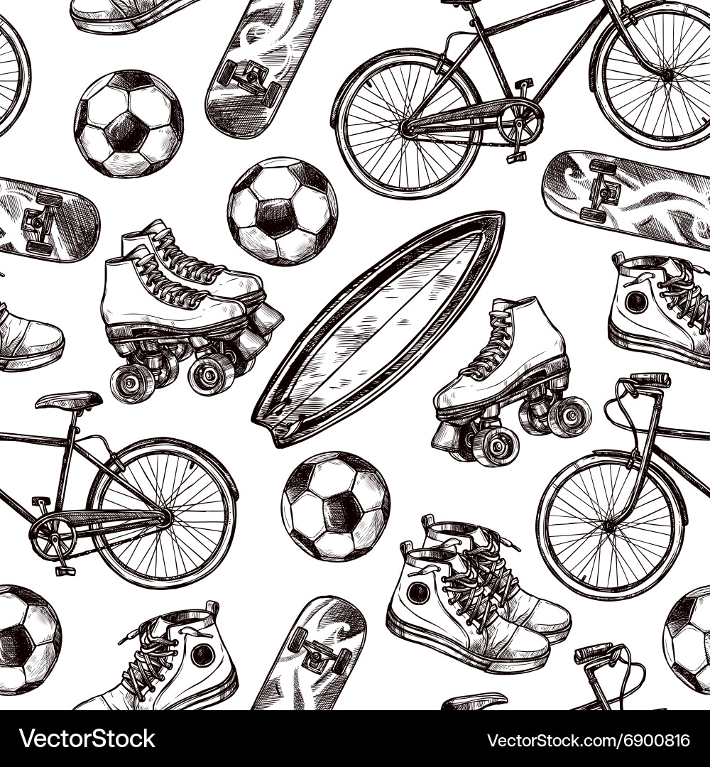 Active Recreation Seamless Pattern vector image