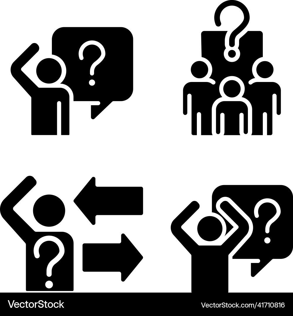 Asking and answering questions black glyph icons Asking and answering questions black glyph icons vector image