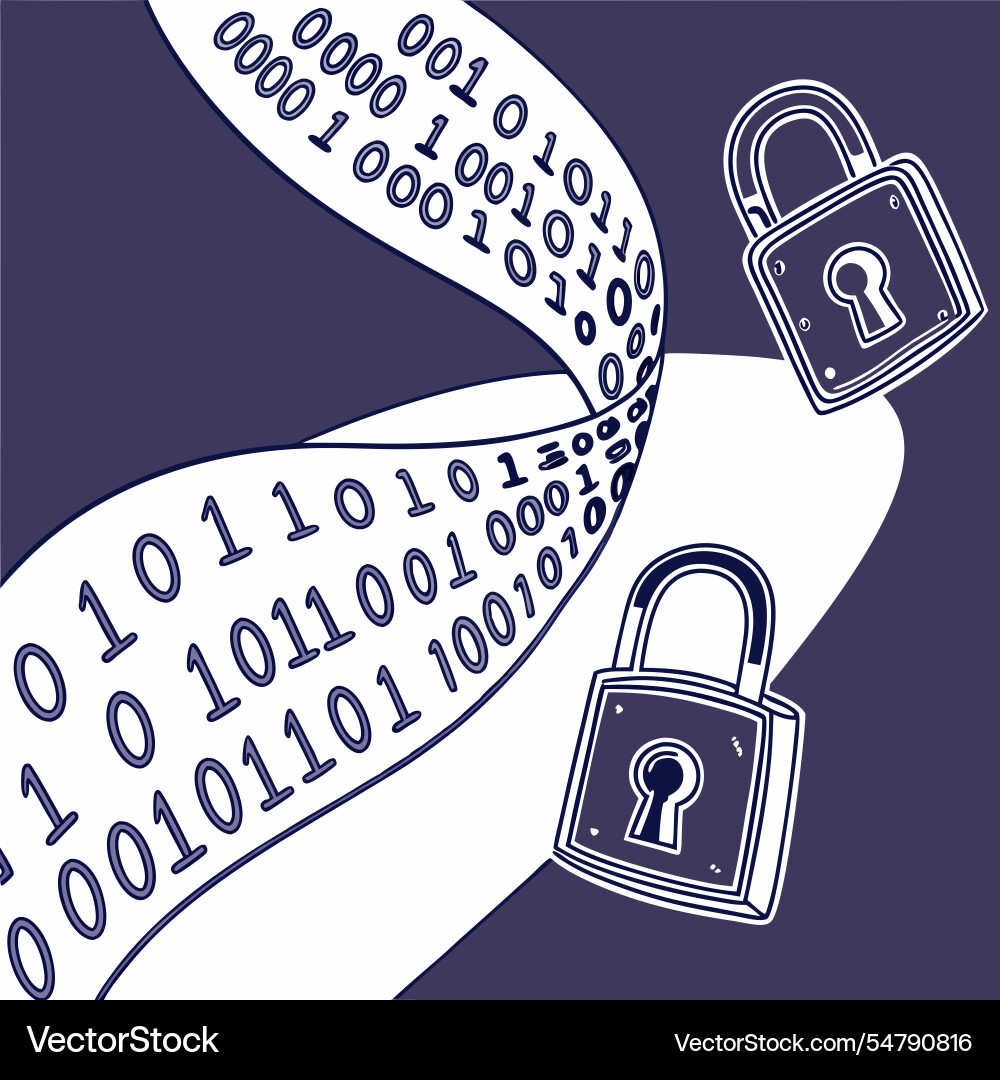 Binary codes overlaying padlock icons Vector Image