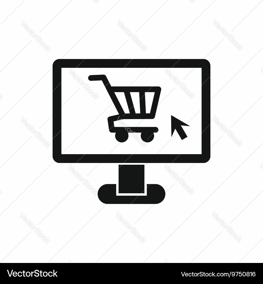 Computer monitor with shopping cart icon vector image