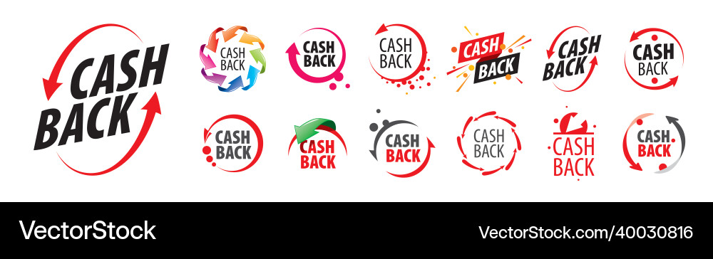 Eine Reihe von Cashback-Symbolen auf weiß Eine Reihe von Cashback-Symbolen auf weiß vektorbild