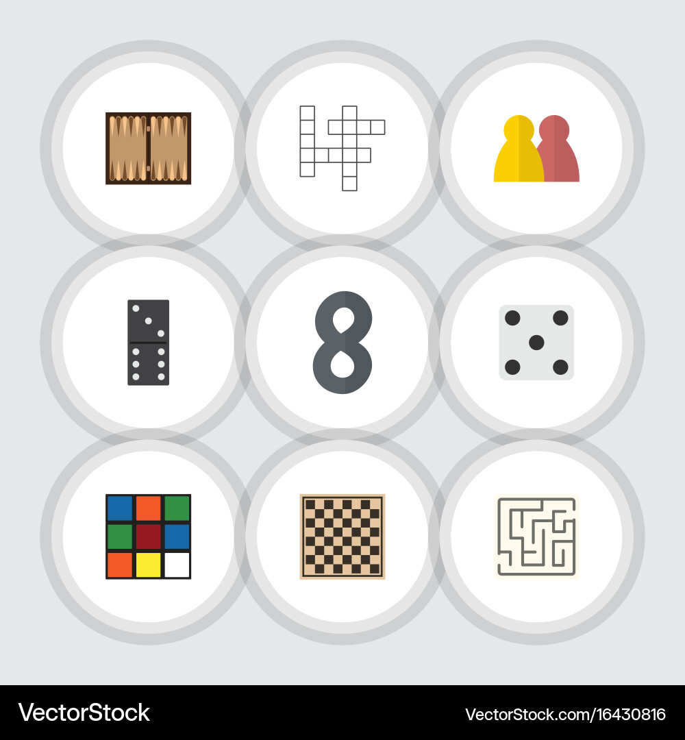 Flat icon games set of guess dice cube and other vector image