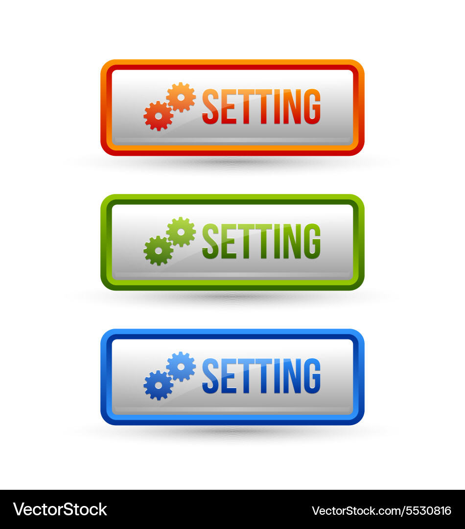 Glossy setting buttons vector image