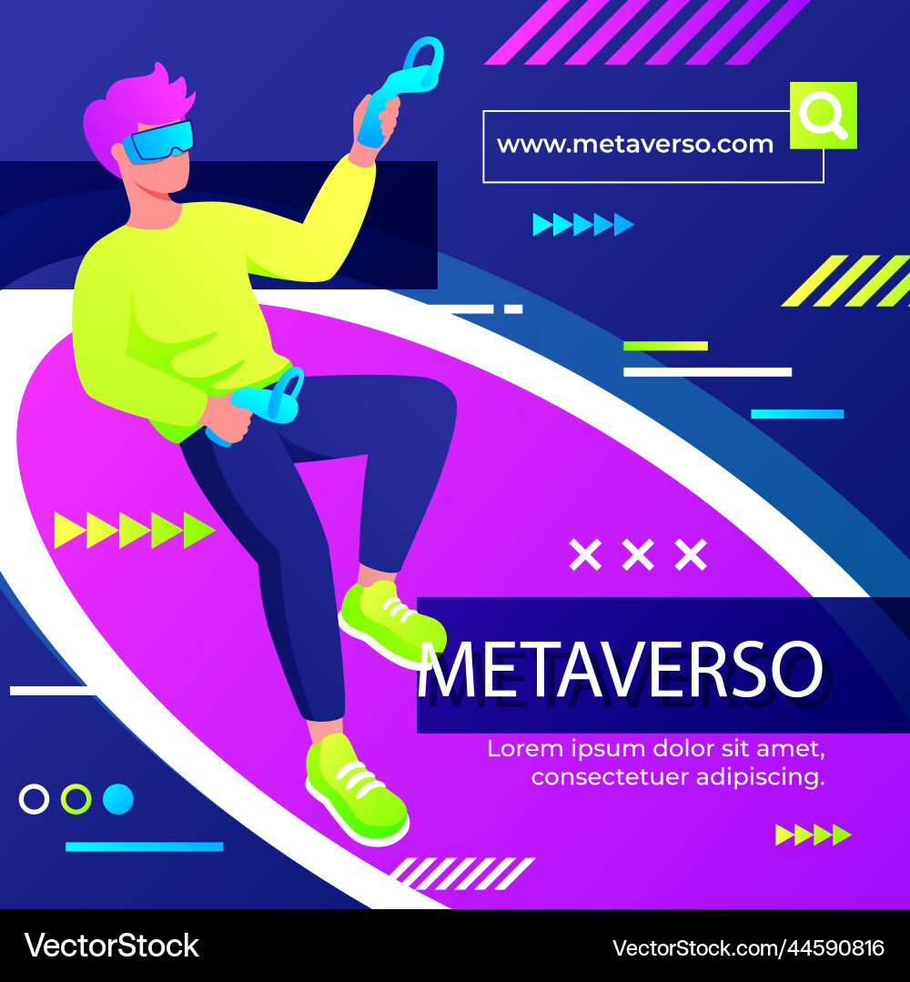 Gradient metaverse concept posts set Gradient metaverse concept posts set vector image