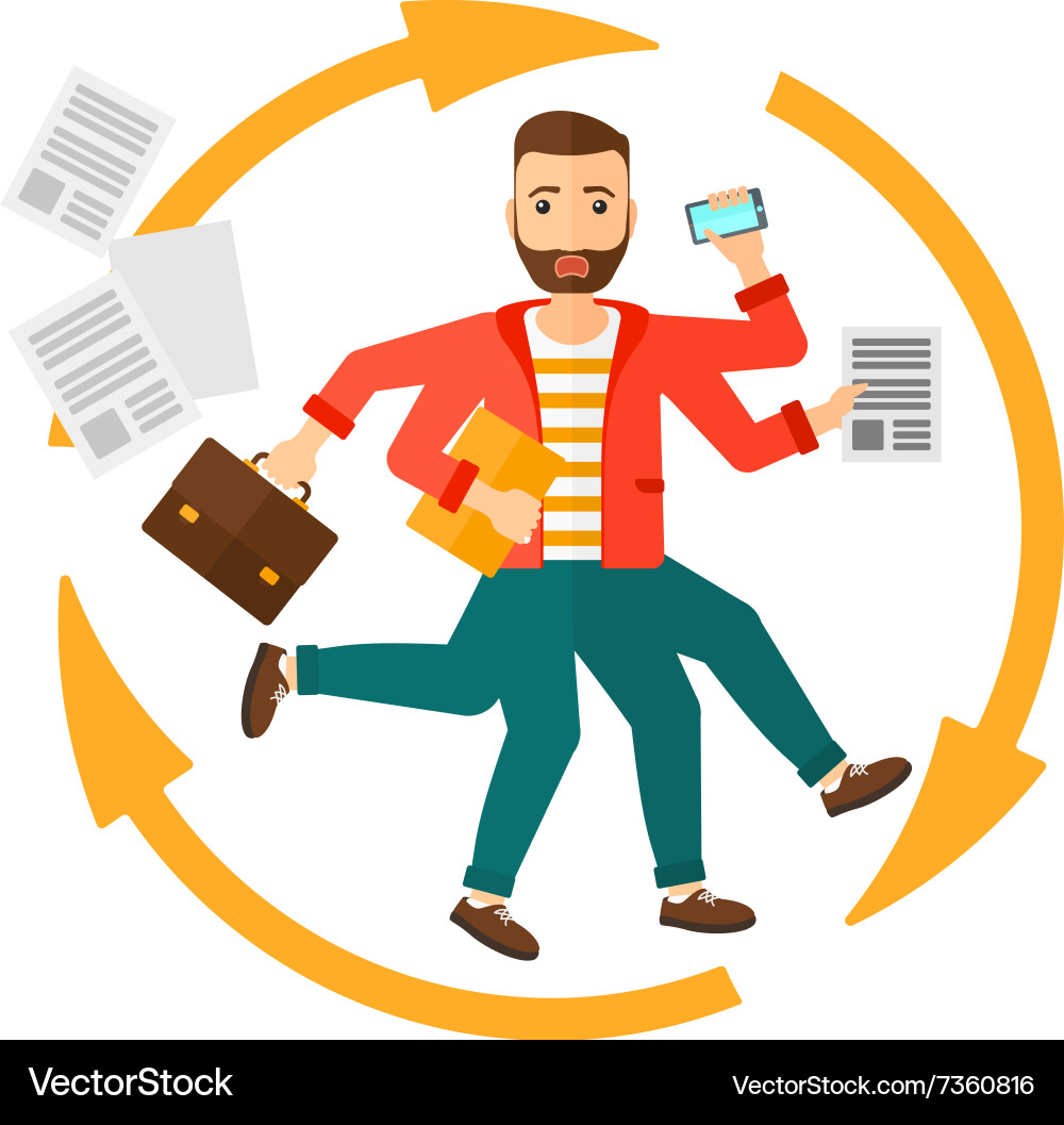 Man coping with multitasking Vector Image