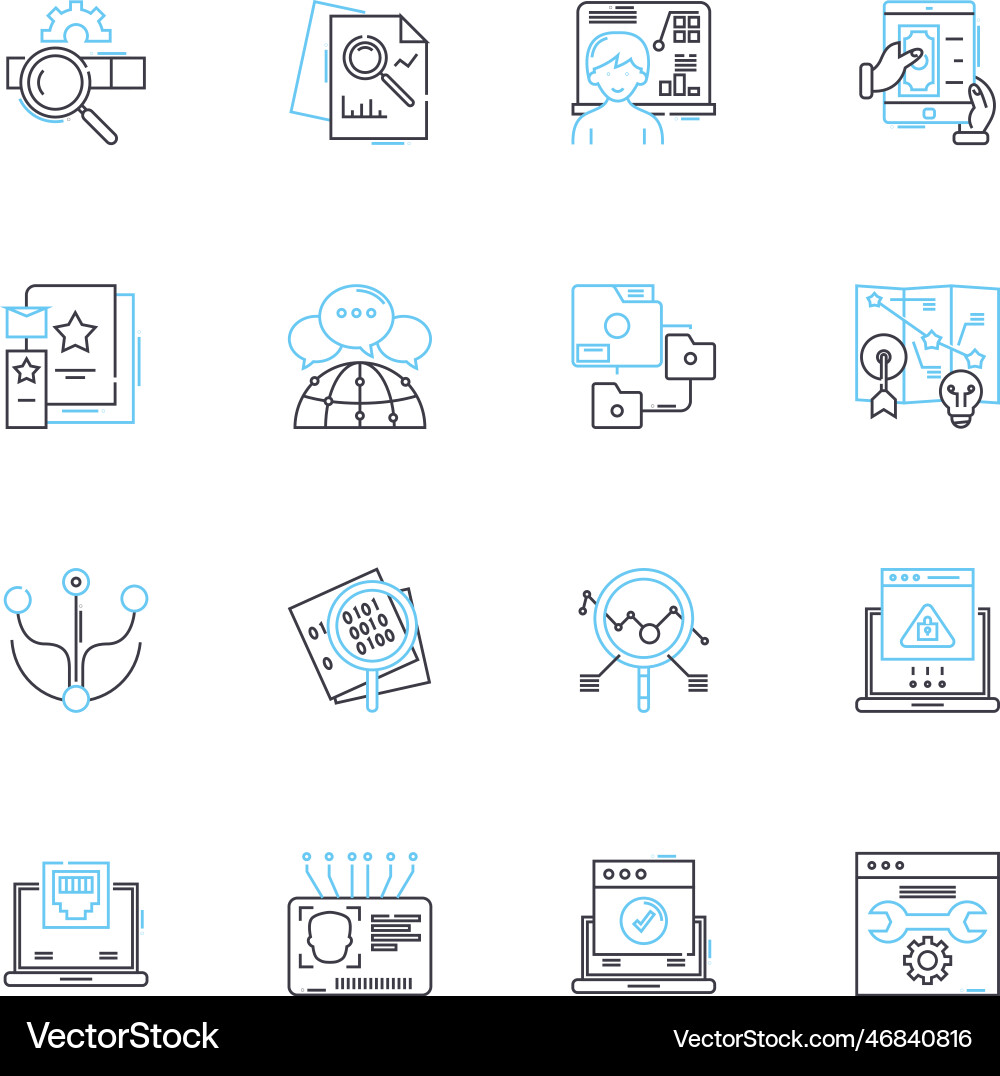 Market forecasting linear icons set prediction Market forecasting linear icons set prediction vector image