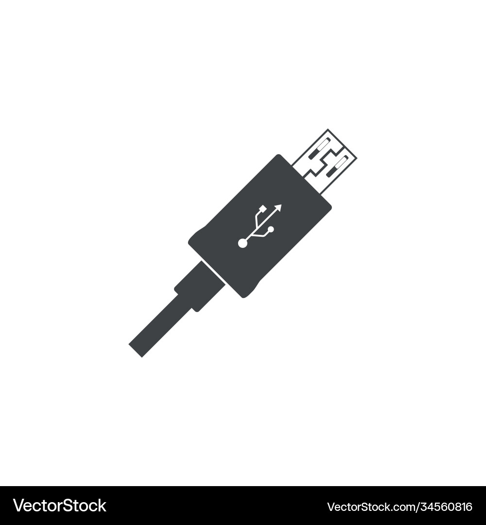 Micro USB Kabelkabel Ikone isoliert auf weiß Micro USB Kabelkabel Ikone isoliert auf weiß vektorbild