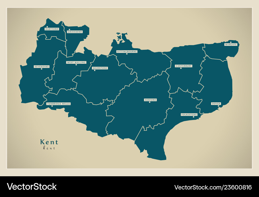 Modern map - kent county with districts uk Modern map - kent county with districts uk vector image