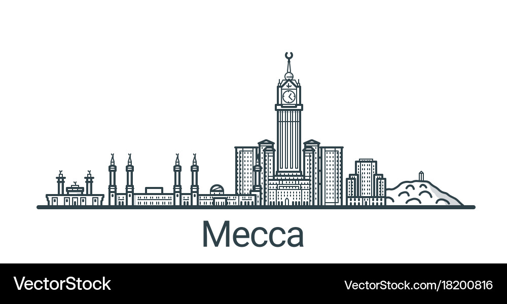 Outline mecca banner Royalty Free Vector Image