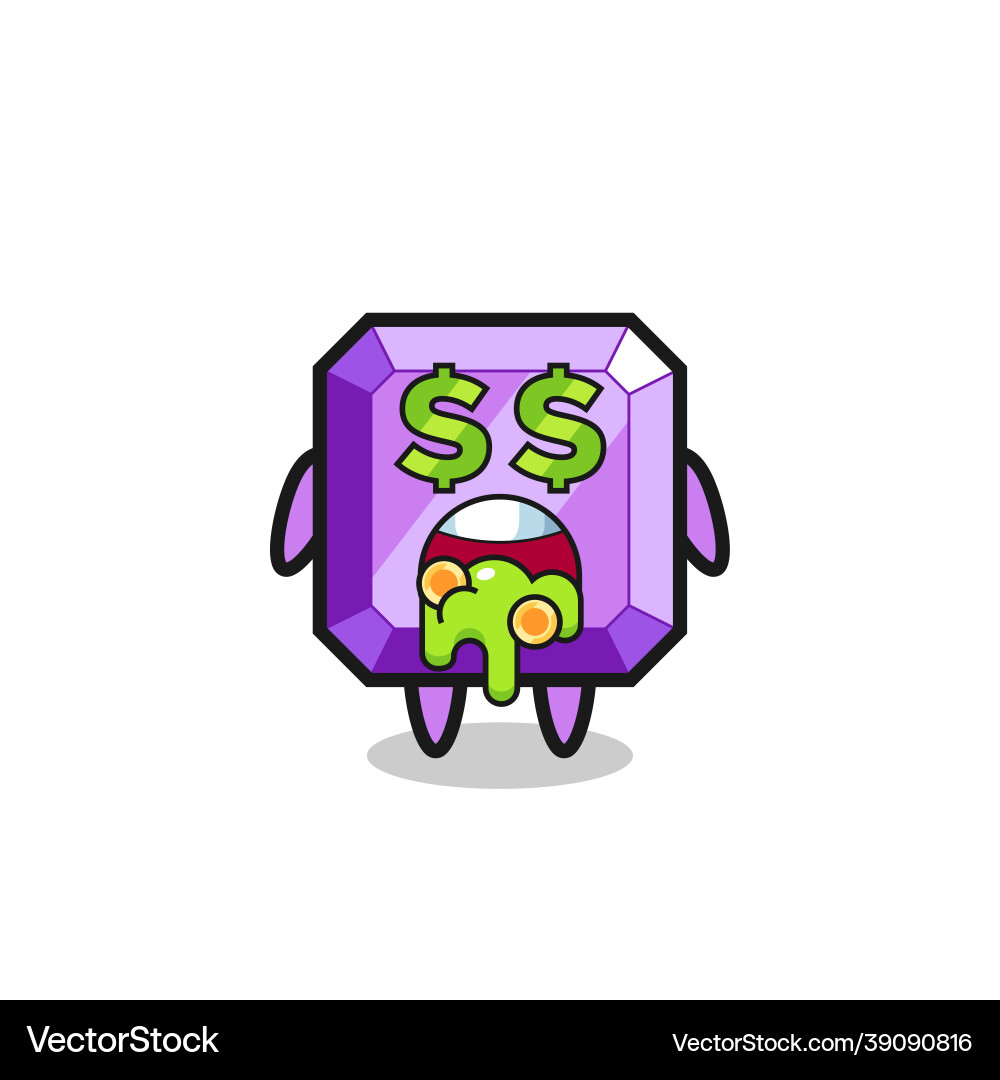 Purple gemstone character with an expression Purple gemstone character with an expression Vector Image