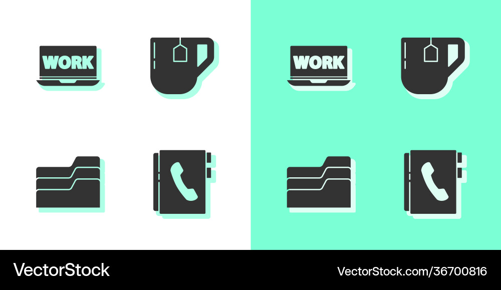 Set address book laptop with text work document Set address book laptop with text work document vector image