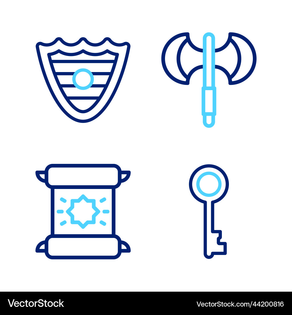 Set line old key decree parchment scroll Set line old key decree parchment scroll vector image