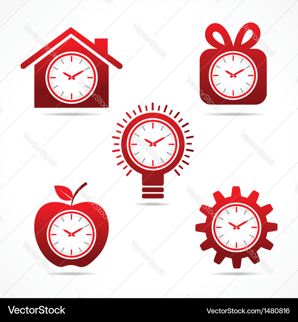 Set of clock in different shapes vector image