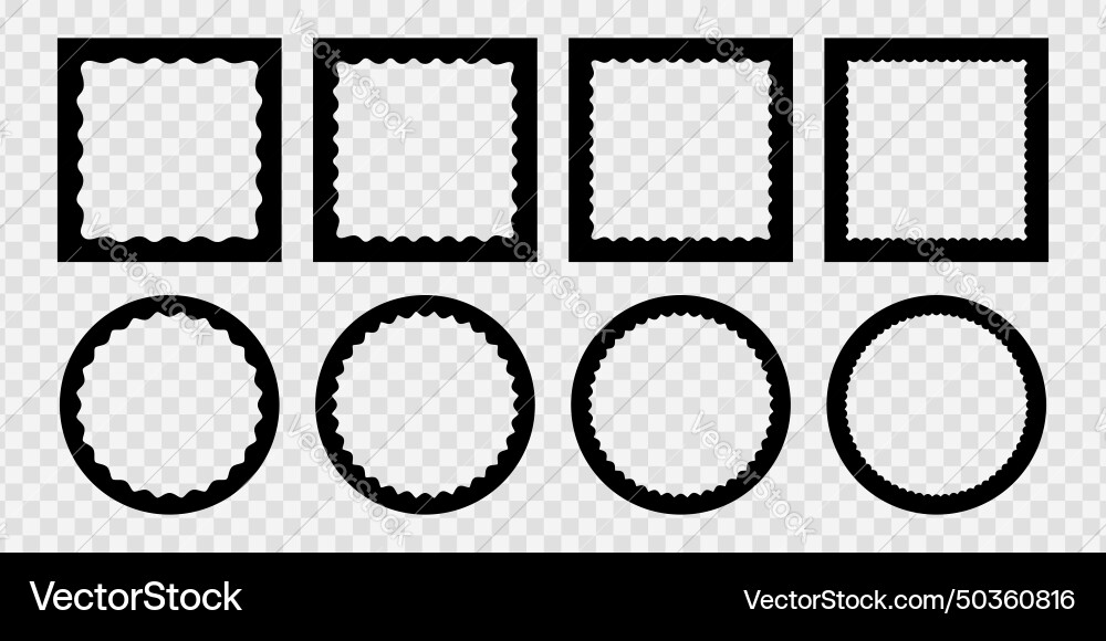 Set of square and round photo or picture frames Set of square and round photo or picture frames vector image