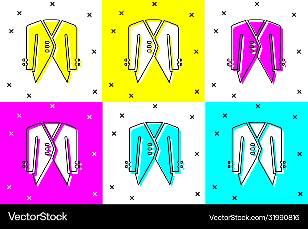 Set suit icon isolated on color background tuxedo Vector Image
