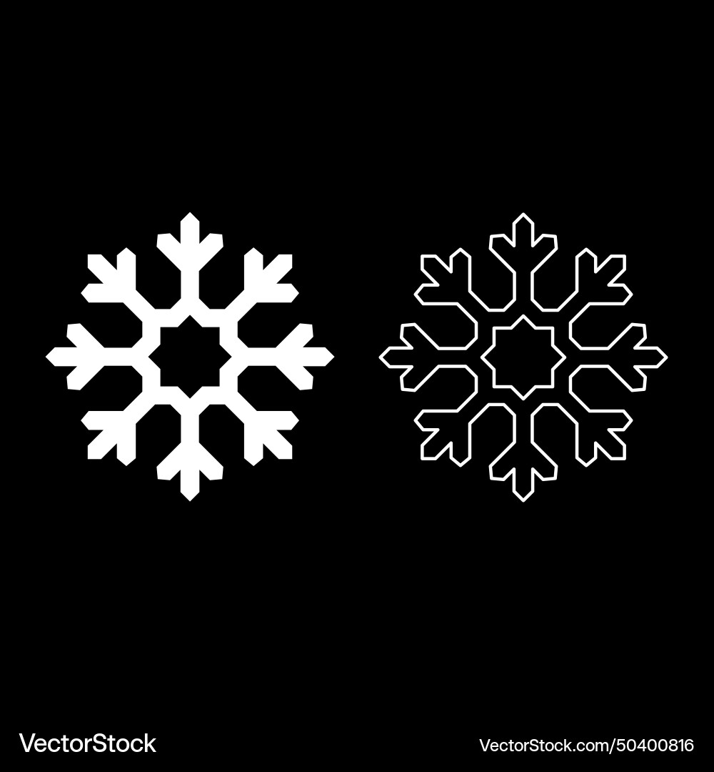 Snowflake set icon white color image solid fill Vector Image