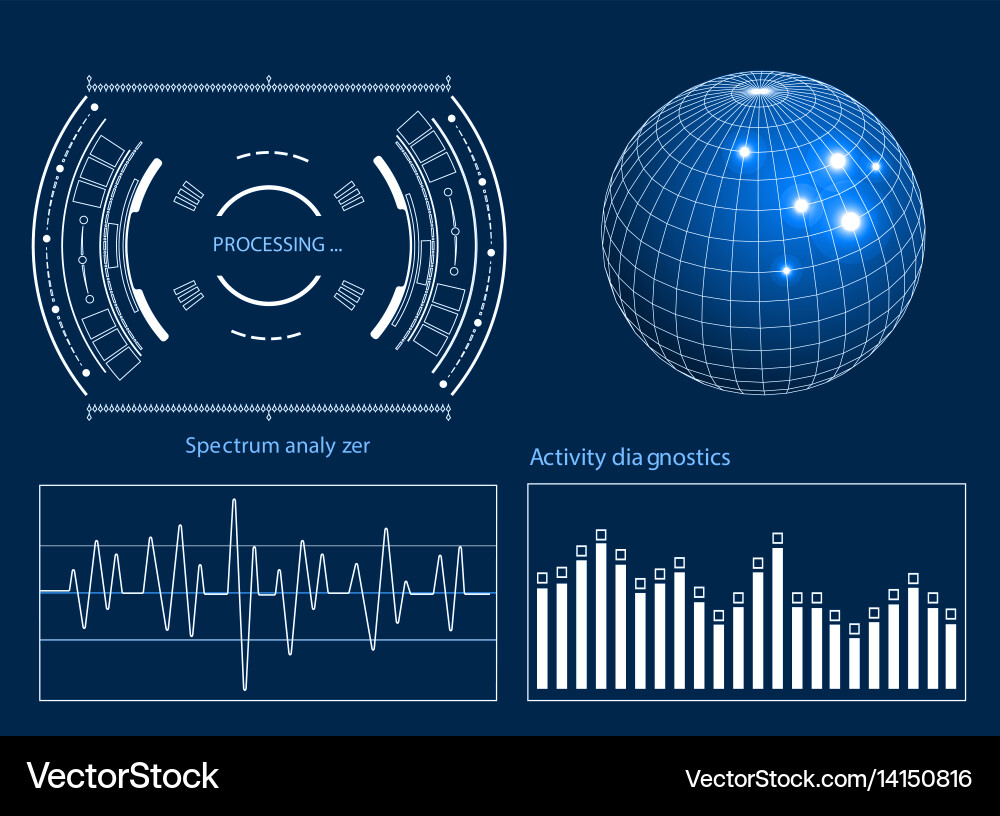 Tech HUD Interface Elements Vector Image