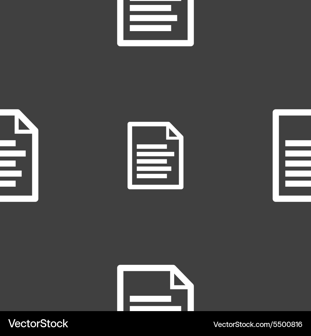 Text file icon sign seamless pattern on a gray Vector Image
