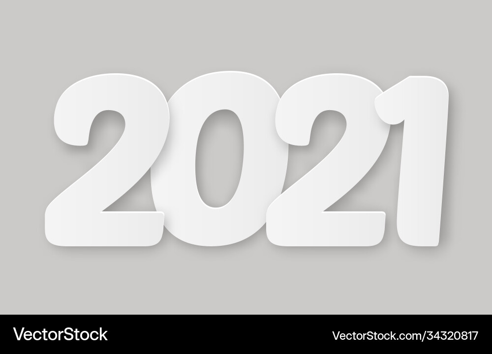 2021 happy new year with 3d realistic numbers 2021 happy new year with 3d realistic numbers vector image