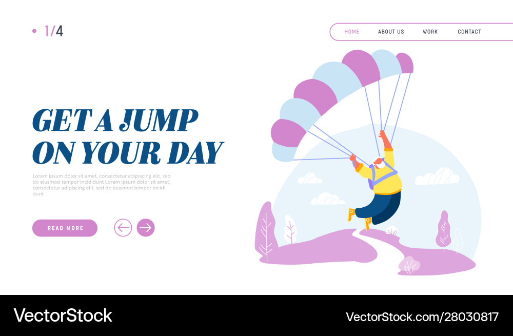 Active senior man skydiver jumping with parachute Active senior man skydiver jumping with parachute vector image