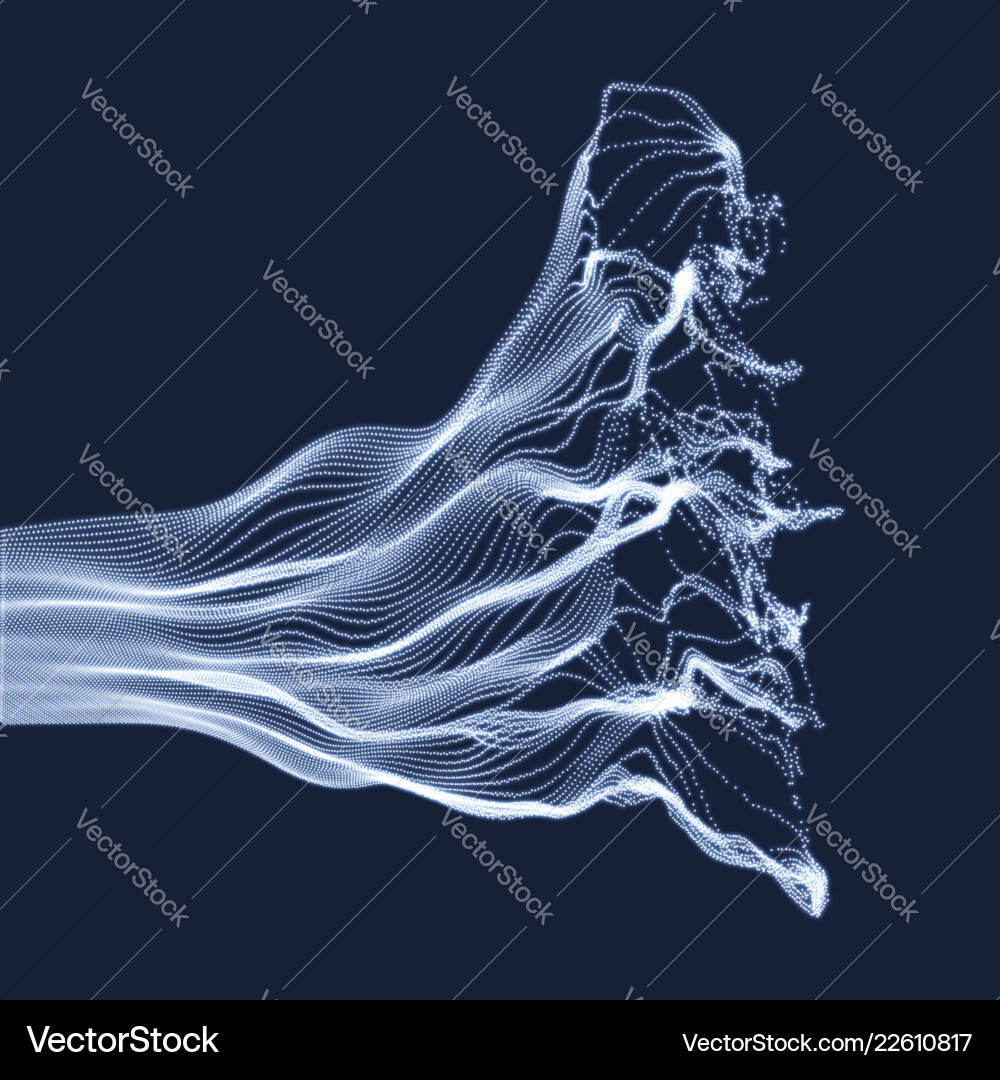 Array with dynamic emitted particles water splash Array with dynamic emitted particles water splash Vector Image