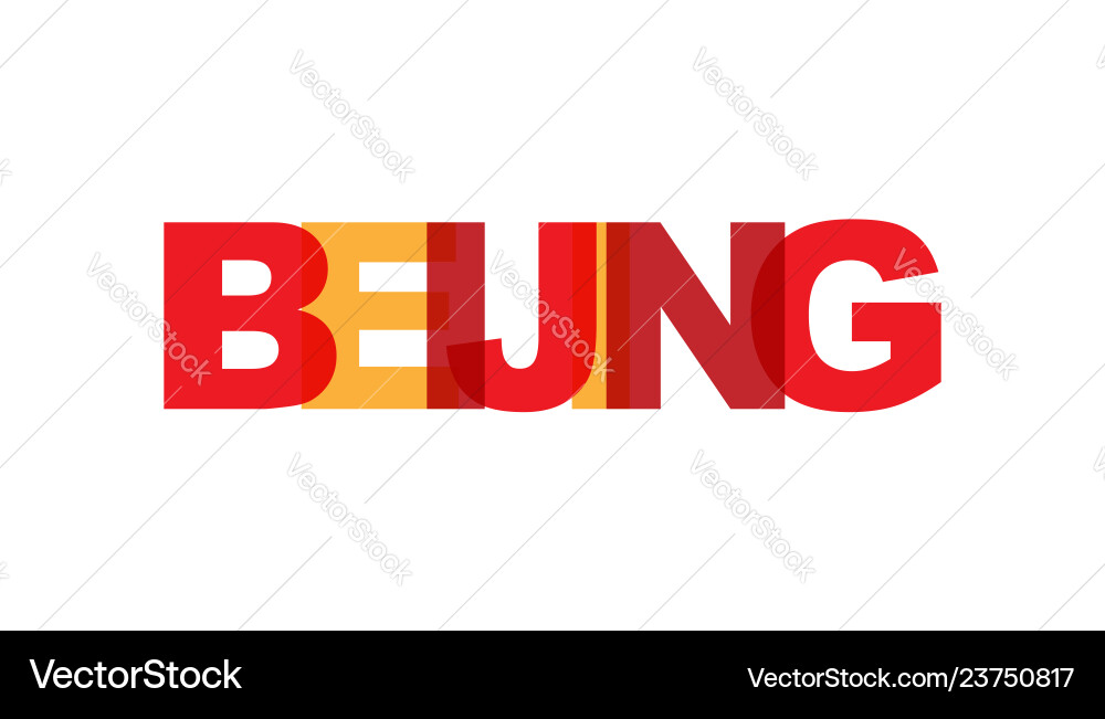 Beijing phrase overlap color no transparency Vector Image