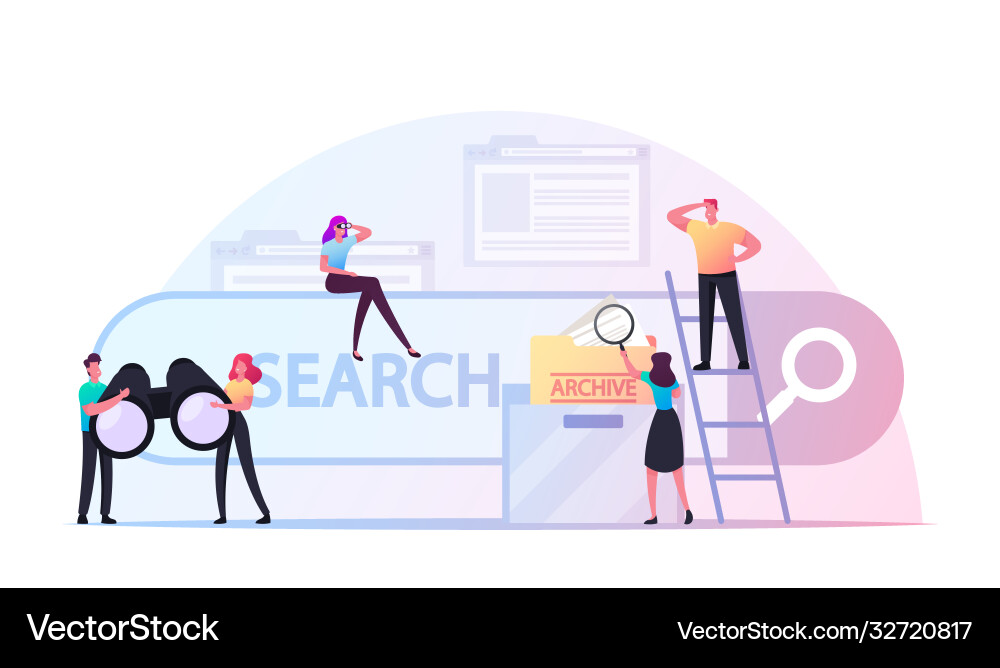 Characters search information in internet using Characters search information in internet using vector image
