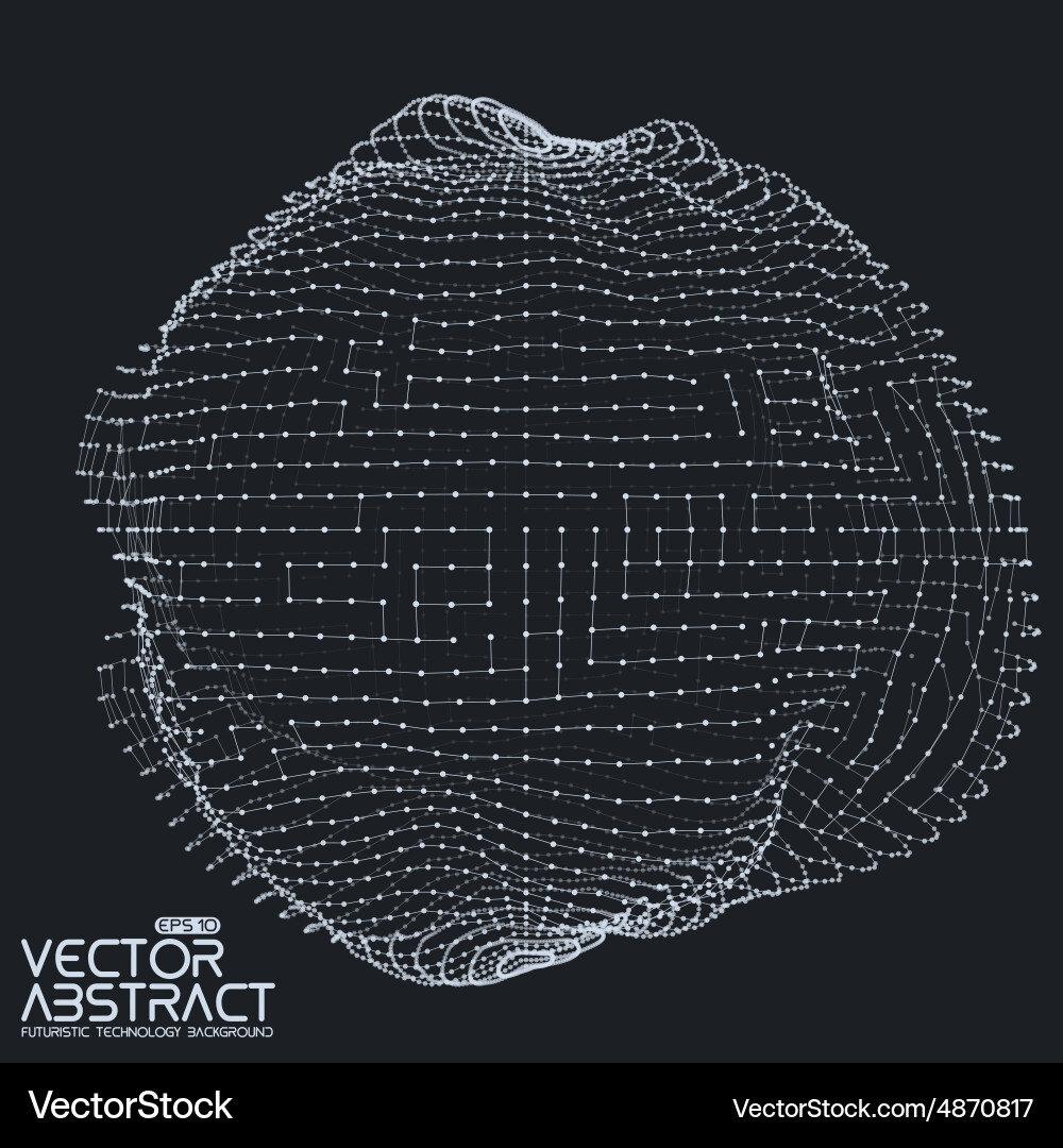 Distorted Mesh Sphere - Tech Background vector image
