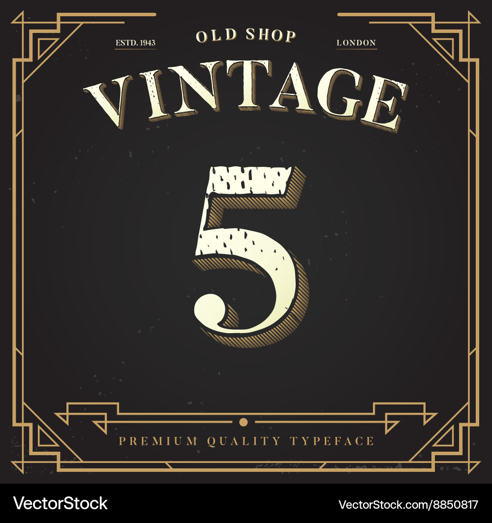Elegant Number Font - Retro Style vector image