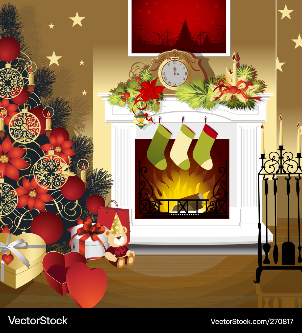 Festes Weihnachtszimmer Vektorbild