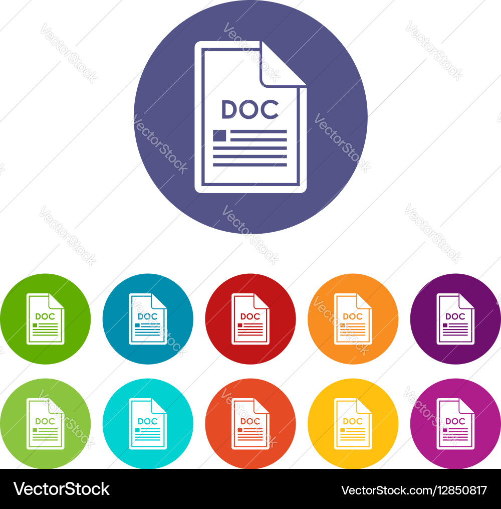 File doc set icons vector image