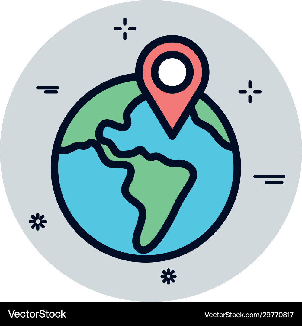 Isolated world with gps mark fill block style icon Isolated world with gps mark fill block style icon vector image