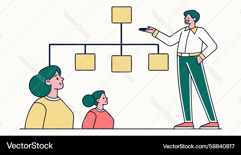 Manager explaining flowchart to team business Vector Image