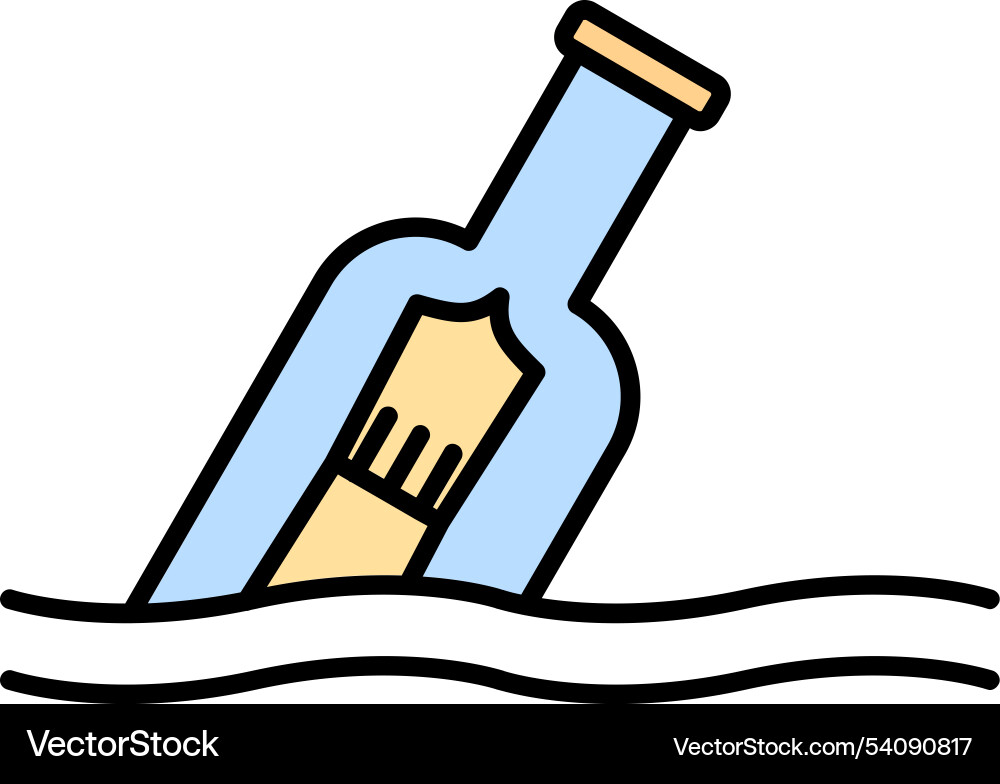 Message in a bottle line filled icon design vector image
