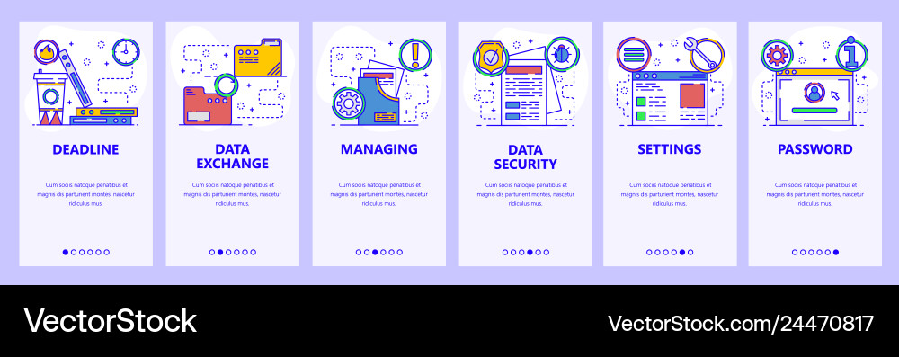 Mobile app onboarding screens computer services Mobile app onboarding screens computer services vector image