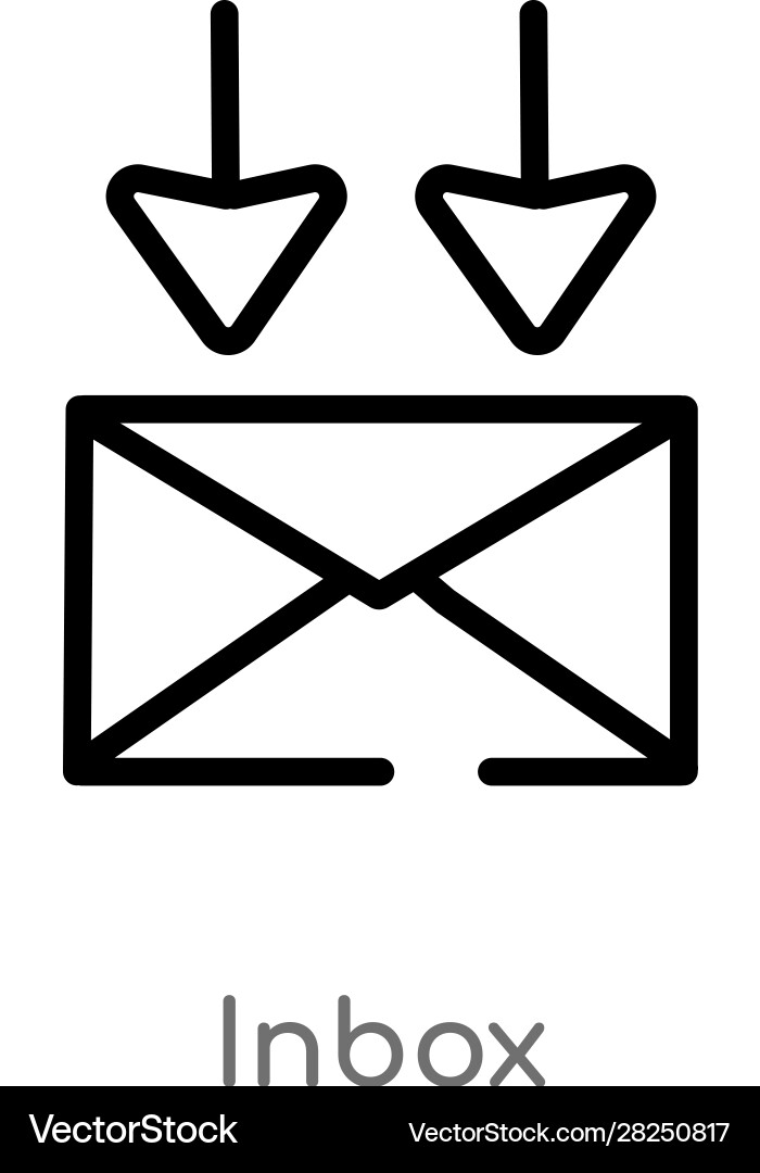 Outline inbox icon isolated black simple line vector image