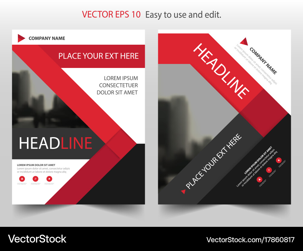 Red abstract triangle annual report leaflet Vector Image