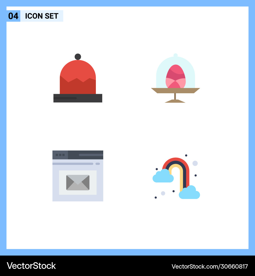 Set 4 flat icons on grid for christmas inbox Vector Image
