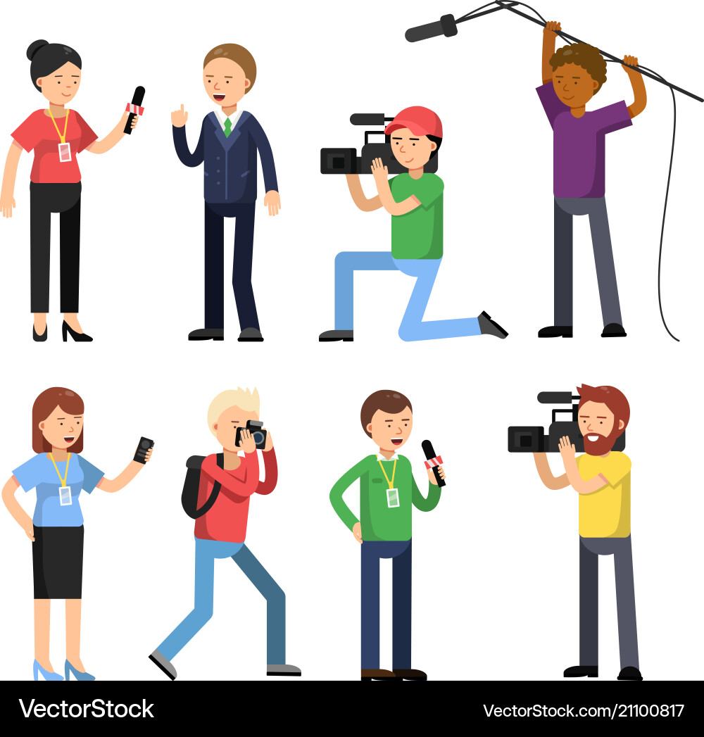 Set characters of broadcasting reportage vector image
