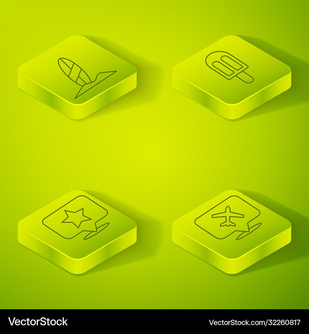 Set isometric ice cream map pointer with star Vector Image