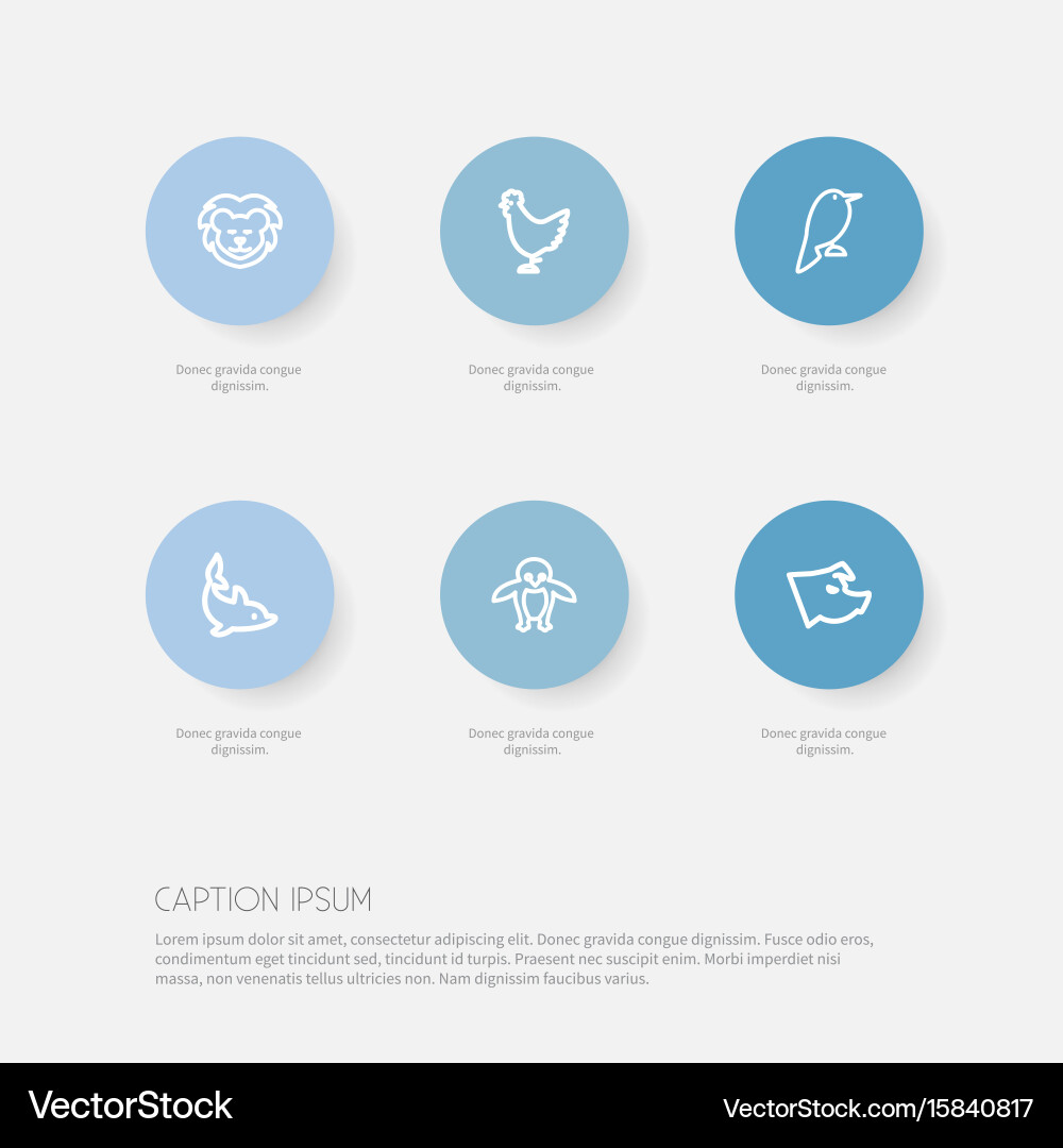Set of 6 editable zoo icons includes symbols vector image