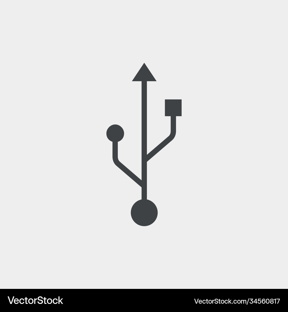 Usb icon isolated on grey background for web Vector Image