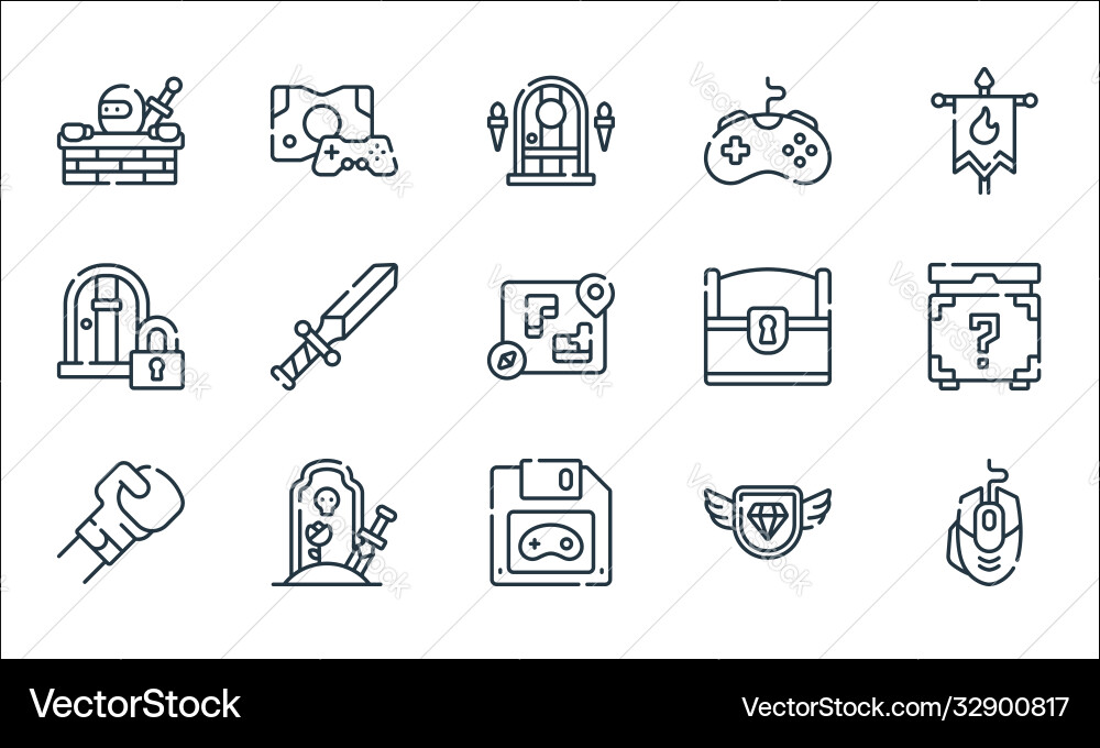 Videogame line icons linear set quality Videogame line icons linear set quality vector image