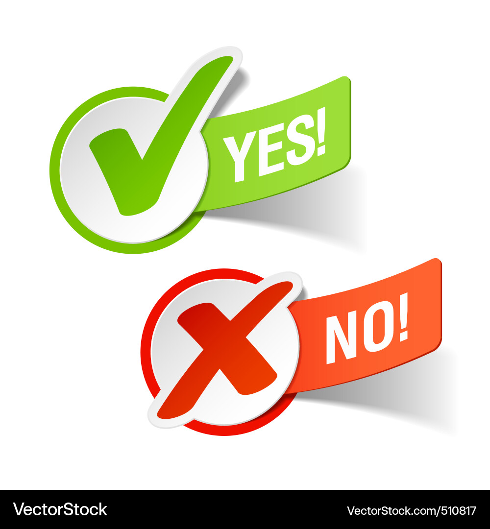 Yes No Checkmarks vector image