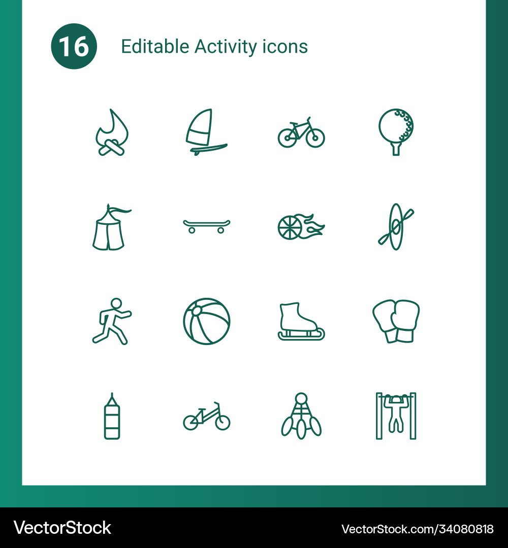 16 activity icons Royalty Free Vector Image - VectorStock