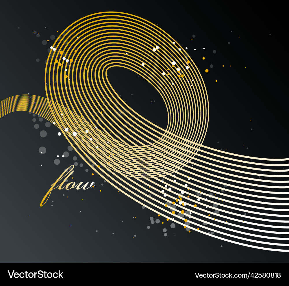 Abstract golden lines in 3d motion dimensional Abstract golden lines in 3d motion dimensional vector image
