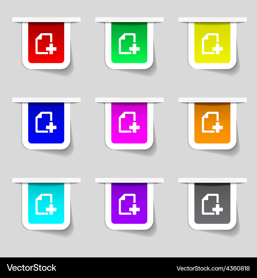 Add file document icon sign set of multicolored vector image