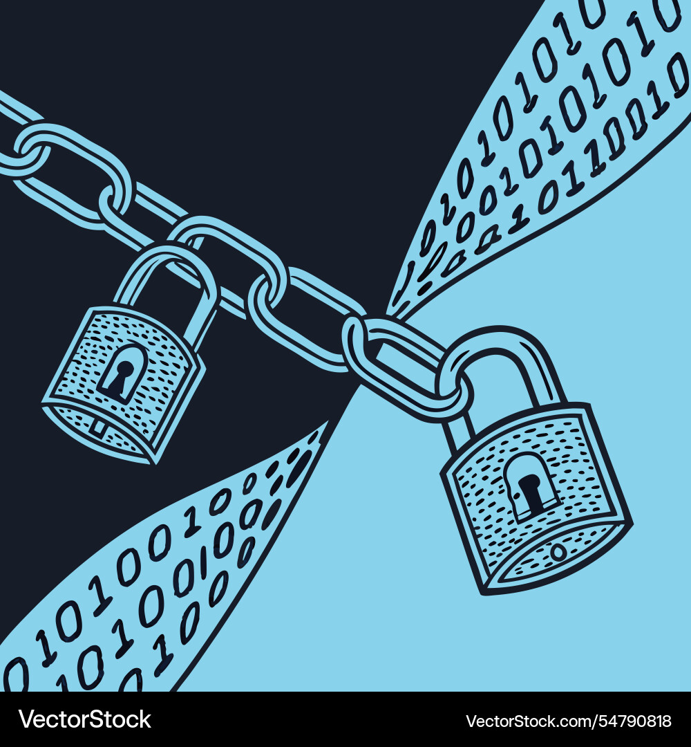 Binary codes overlaying padlock icons Vector Image
