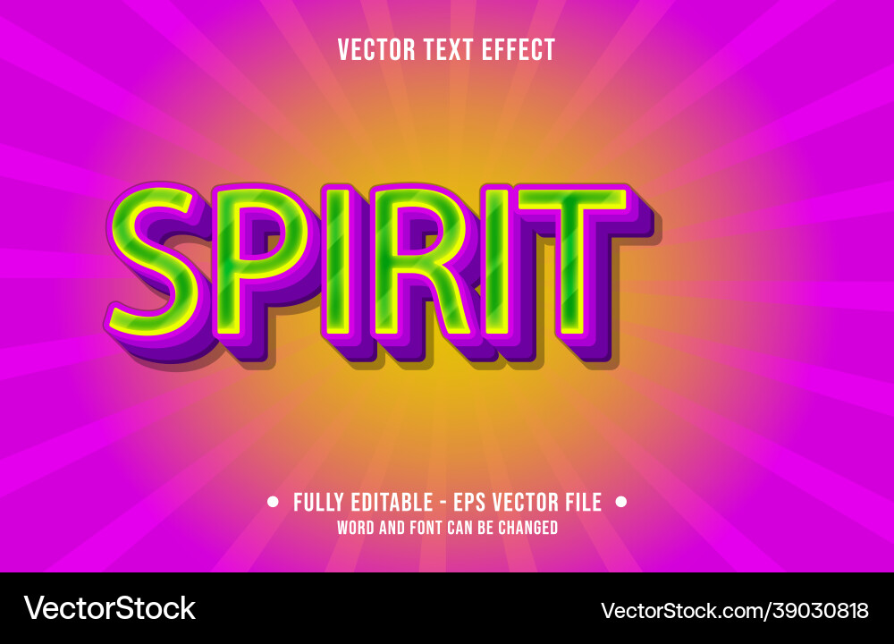 Editable text effect gradient style spirit Vector Image